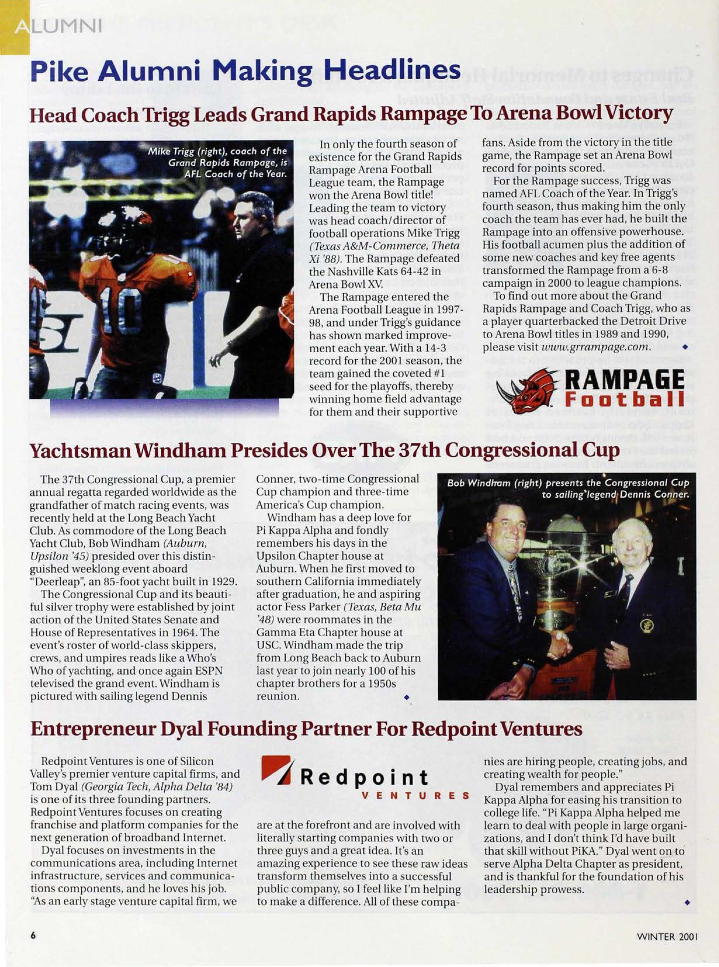 Alumni: Pike Alumni Making Headlines, Winter 2001